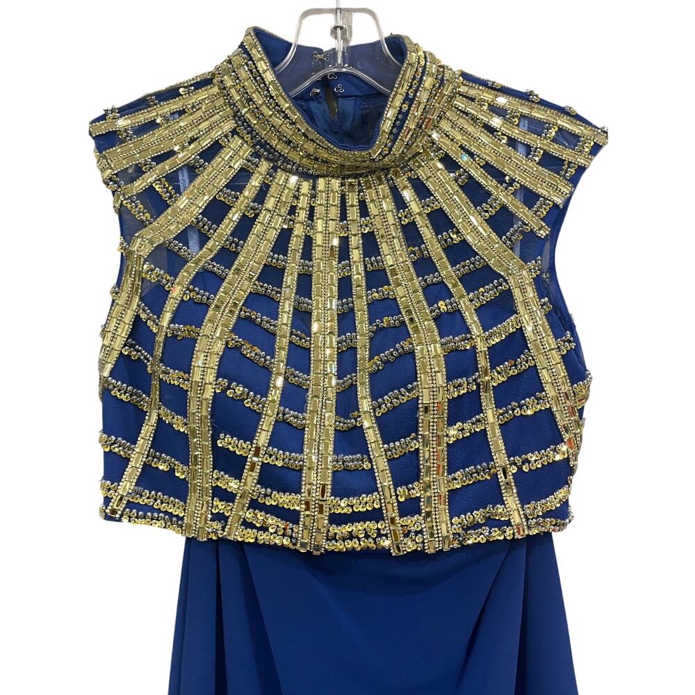 Claudine ALYCE Paris Gorgeous Formal Embellished 2 Piece Set Dress Size 00 Blue